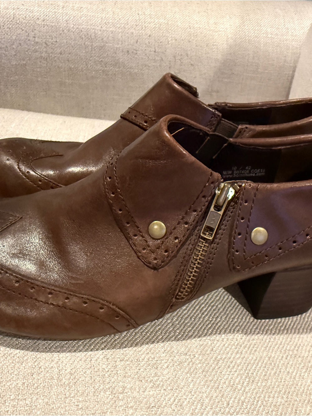 Born "Sia" Wingtip Zip Brogue Ankle Booties 10M